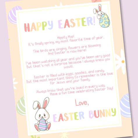 Easter Bunny Notes Free Printable, Letter From Easter Bunny Free Printable, Easter Bunny Letter Printable, Letter From Easter Bunny, Easter Fundraiser, Easter Card Messages, Letter From The Easter Bunny, Easter Arrangements, Easter Activities For Toddlers