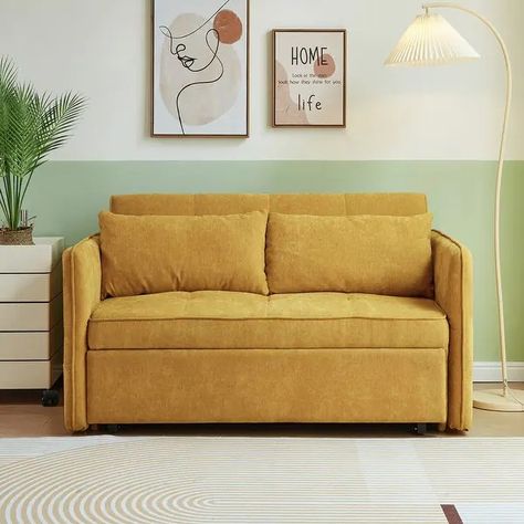 Chenille Fabric Upholstered Pull-out Sleeper Sofa Bed with Adjustable Armrests - On Sale - Bed Bath & Beyond - 37980544 Sleeper Loveseat, Loveseat Couch, Sofa Bed Sleeper, Pull Out Sofa Bed, Loveseat Sleeper, Pull Out Sofa, Modern Loveseat, Couch And Loveseat, Modern Couch