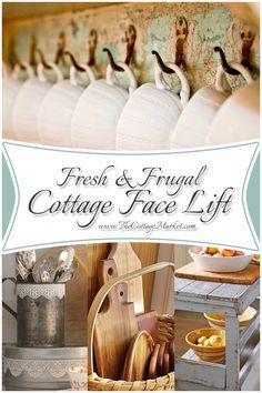 Fresh and frugal cottage face lifts!  Fast and easy little ways to perk up the kitchen ...the cottage way! : ) Cottage Kitchen Decor, Cottage Market, Living Vintage, Cottage Kitchens, Cottage Living, Cottage Kitchen, Shabby Chic Cottage, The Cottage, Cozy Cottage