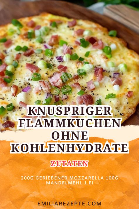 Low Carb Rezepte: Knuspriger Flammkuchen Ohne Kohlenhydrate Low Carb Flammkuchen, Cook Ideas, Low Carb Pizza, Keto Meals, Low Carb Keto, Keto Recipes, Low Carb, Food And Drink, Baking