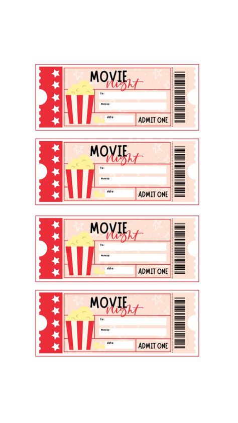 Movie Night Birthday Party Invitations Free Printables, Ticket Drawing Ideas, Cinema Ticket Printable, Movie Tickets Printable, Paper Crafts Free Printable, Fake Signature, Movie Theater Tickets, Movie Night Printables, Ticket Cinema