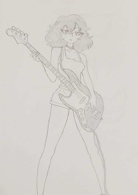 Headcanon that my bnha oc plays bass guitar Bass Guitar Pose, Pose Reference Guitar, Guitar Pose Reference, Guitar 80s, 80s Guitar, 70s Guitar, Guitar Pose, Drawing Guitar, Guitar Poses