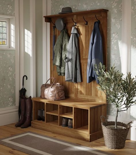 Bench With Coat Rack, Bench And Shoe Storage, Birch Veneer, Bench Seat, Coats And Jackets, Laura Ashley, Shoe Storage, Tall Boots, Modern Materials