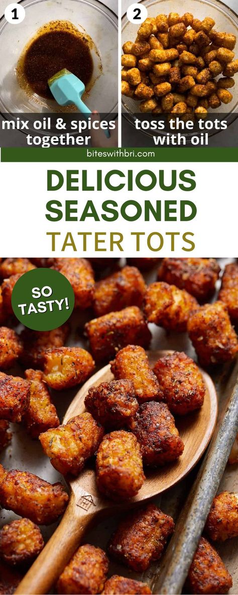 Crispy Tater Tots In Oven, Tater Tots Side Dish, Best Tater Tots, Tator Tot Dipping Sauce Recipe, Blackstone Tater Tots, Seasoned Tater Tots Recipes, Air Fried Tater Tots, Tater Tot Seasoning, Recipes Using Tater Tots Simple