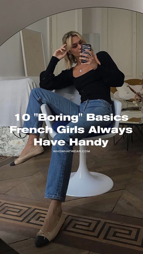 The 10 fashion basics French girls always have handy French Style Fashion Midsize, French Open Outfit Fashion, French Girl Casual Outfit, Midsize French Fashion, French Fashion 2024, French Casual Outfits, French Mom Style, French Aesthetic Fashion, French Fall Outfits