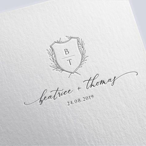 Marriage Logo, Wedding Emblem, Wedding Crest Monogram, Wedding Initials Logo, Stone Chapel, Handwritten Wedding, Logo Monogramme, Crest Monogram, Custom Wedding Monogram