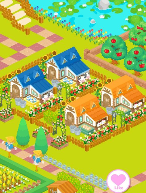 Rilakkuma Farm Ideas, Farm Layouts, Farm Layout, Farm Games, Animal Crossing Villagers, Farm Ideas, Farm Design, Game Ideas, Rilakkuma