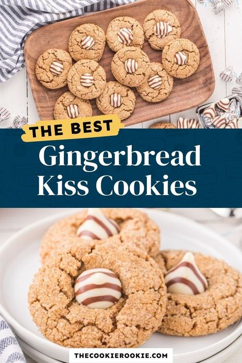 Kiss Cookies Recipe, Kiss Cookie Recipe, Hershey Kiss Cookies, Easy Gingerbread Cookies, Little Sunny Kitchen, How To Make Gingerbread, The Cookie Rookie, Homemade Recipes Dessert, Cookie Rookie