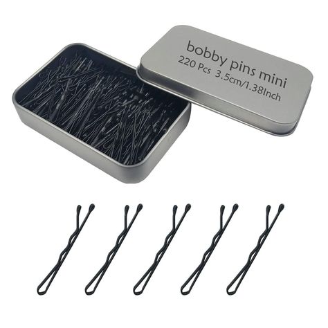 220 Count Mini Wavy 1.38 Inch bobby pins black, YINGFENG Black（1.38inch） Product Details Package Dimensions : 3.54 x 2.48 x 0.55 inches; 3.84 ounces Manufacturer : YINGFENG Country of Origin : China Brand: YINGFENG Hair Type: All Color: Black（1.38inch） Age Range (Description): Child Material: Metal ✅Perfect Bobby Pins: These hair pins for women are made of good quality metal and double smooth-coated, rust resistant, not easy to break or fade after applying for a long time ✅Package Includes: You will receive 220pcs black hair pins, each hair pin is approx 3.5cm/1.38inch long ✅Safer Use: The bobby pin have small round balls at both ends so that can protect your hair from scratching, smooth body surface make it easy to insert, with wave design of each hair bun clip, they are elegant and beaut Metal Box Ideas, Bobbi Pins, Hair Bobby Pins, Mini Hair Clips, Small Hair Clips, Hair Supplies, Beautiful Storage, Metal Hair Clips, Bobby Pin