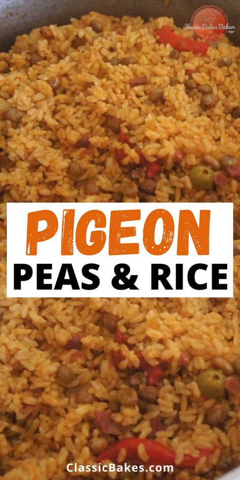 Peas And Rice Caribbean, Peas And Rice Recipe, Pigeon Peas And Rice, Rice And Pigeon Peas, Peas And Rice, Bahamian Food, Overnight Oats Recipe Easy, Trinidadian Recipes, Guyanese Recipes