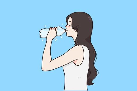 Drinking Water Illustration, Drinking Water Drawing, Drinking Drawing, Drinking Illustration, Sugar Illustration, Drink Water Sticker, Girl Drinking Water, Small Hip Tattoos Women, Water Sketch