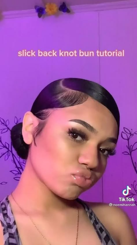 Slick Back Hairstyles With Swoop, Slick Buns Hairstyle, Curly Hairstyles Baddie Slick, How To Do A Swoop Bun, Sleek Hairstyles Natural Hair, Side Swoop Bun Tutorial, Side Part Slick Back Bun Curly Hair, Side Part Slick Back Curly Hair, Slick Back Bun Straight Hair