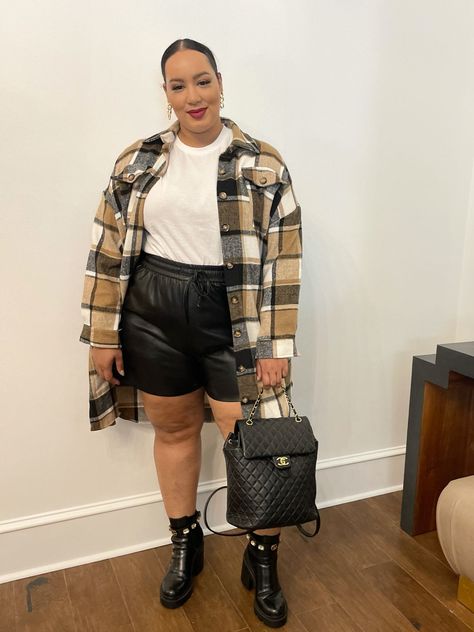 Better Than Leather Drawstring … curated on LTK Plus Size Leather Shorts Outfit, Leather Shorts Outfit Fall, Winter Shorts Outfits, Leather Shorts Outfit, Black Shorts Outfit, Plus Size Leather, Plus Size Fall Outfit, Winter Shorts, Plaid Shacket