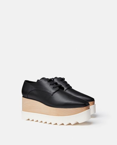 Women Black Elyse Platforms | Stella McCartney US Falabella Bag, Oxford Shoes Style, Silver Platforms, Stella Mccartney Shoes, Boy Outerwear, Short Denim Skirt, Bags Logo, Black Platform, Stella Mccartney Elyse