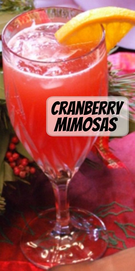 Christmas Mimosa Recipe, Red Mimosa, Winter Mimosa, Cranberry Mimosa Recipe, Mimosa Bar Ideas, Mimosas Recipe, Copycat Drinks, Cranberry Mimosas, Mimosa Punch