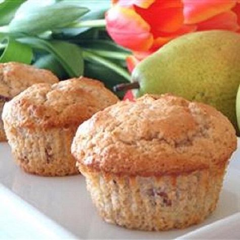 Vanilla Pear Muffins | Allrecipes Pear Muffins Recipes, Pineapple Coconut Muffins, Easy Oatmeal Muffins, Pumpkin Cheesecake Cookies, Quick Muffins, Pear Muffins, Whole Wheat Pastry Flour, Pecan Muffins, Vanilla Muffins