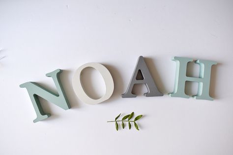 Wooden Letters Nursery, Painted Wooden Letters, Unique Bedroom, Free Standing Letters, Tissue Paper Wrapping, Baby Letters, Wood Names, Wooden Name Signs, Nursery Room Inspiration