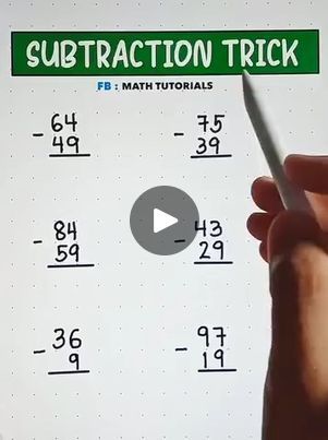 Subtraction Tricks, Addition Tricks, Math Tricks For Kids, Math Magic Tricks, Mental Math Tricks, Teaching Subtraction, Maths Tricks, Math Hacks, Mental Maths Worksheets