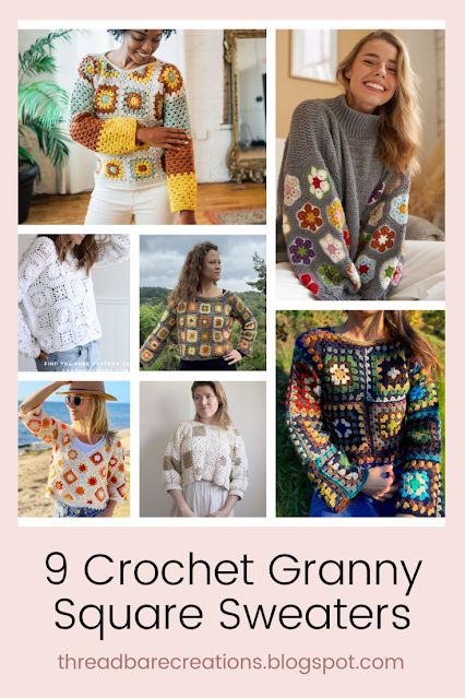 7 Crochet Granny Square Sweater Patterns Granny Square Patchwork Sweater, Crochet Granny Square Sweater Free Pattern, Crochet Granny Square Sweater Pattern Free, Granny Square Sweater Layout, Granny Square Sweater Pattern Free, Granny Square Sweater Crochet Pattern, Crochet Granny Sweater, Granny Stitch Sweater, Granny Square Sweater Pattern