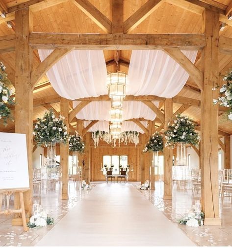 Colshaw Hall, Wedding Venue Decor, Ivory Drapes, Wedding Barn, White Carpet, Venue Decor, Barn Wedding, Floral Decor, Wedding Inspo