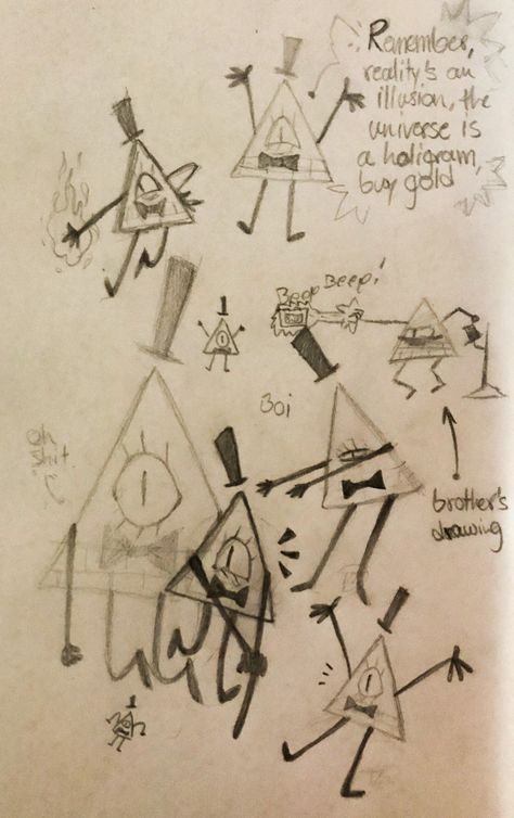 Bill Cipher Sketchbook, Bill Cipher Triangle, How To Draw Bill Cipher, Bill Cipher Doodle, Gravity Falls Diy Crafts, Bill Cipher Sketch, Bill Cipher Theraprism, Gravity Falls Doodles, Gravity Falls Sketches