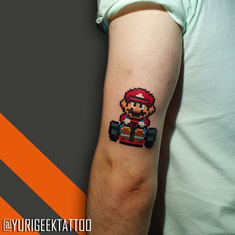 Mega Man Tattoo, Super Mario Tattoo Design, Mario Kart Tattoo, Super Mario Tattoo, Nintendo Tattoo, Mario Tattoo, Clara Galle, My Tattoos, Manga Tattoo