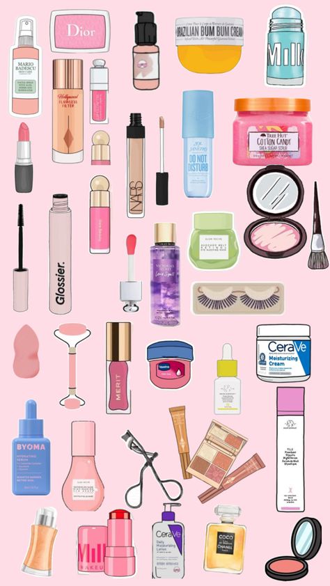 Makeup Drawings, Makeup Printables, Doll Printables, Cartoon Makeup, Makeup Drawing, Paper Duck, Bun Bun, Pink Girly Things, Feminine Tattoos