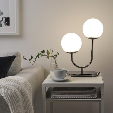 Affordable and cool Ikea furniture finds, home finds, kitchen finds, rugs, mirrors and more! Ikea Table Lamp, Ikea Lamp, Ikea Finds, Chrome Lamp, Viria, Nightstand Lamp, Ikea Family, Table Lamps For Bedroom, Bedroom Lamps