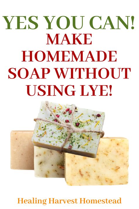 All Natural Soap Base, Lye Substitute For Soap, Homemade Soap No Lye, Soy Wax Soap Recipe, Baking Soda Soap Recipe, Diy Homemade Soap, Making Homemade Soap, Soap Bags Diy, Soap Wrapping Paper