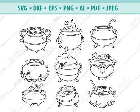 How To Draw A Witches Cauldron, Witch And Cauldron Drawing, Witches Caldron Drawings, Halloween Cauldron Drawing, Cute Cauldron Drawing, Witches Cauldron Drawing, Bubbling Cauldron Drawing, Caldron Drawings, Cauldron Tattoos