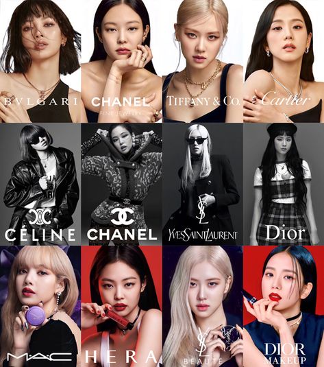 Luxury Brand Names, Blink Book, Black Pink Background, Rose Brand, Black Hair Kpop, Blackpink Poster, Dara Kpop, Blackpink Funny, Black Pink Instagram