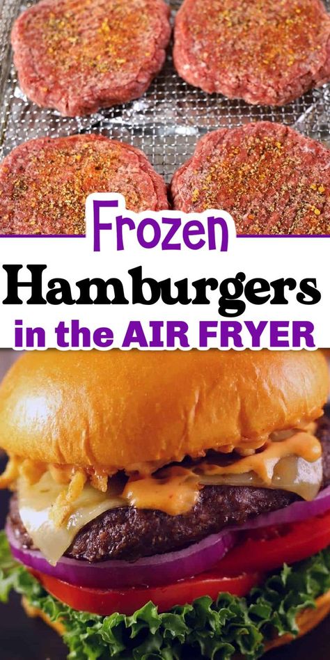 Hamburgers In The Air Fryer, Air Fryer Recipes Hamburger, Air Fryer Recipes Dessert, New Air Fryer Recipes, Air Fryer Recipes Snacks, Juicy Burger, Air Fryer Cooking Times, Cooks Air Fryer, Air Fried Food