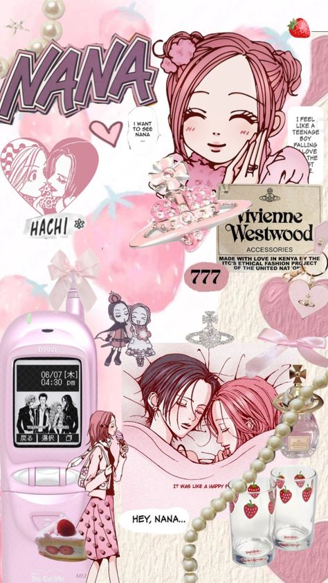 hachi 🍓#nana #nanaanime #pink #hachinana #vivienwestwood #coquette #mangaaesthetic Hachi Nana, Nana Anime, Nana Manga, Y2k Background, Nana Osaki, Cocoppa Wallpaper, Kawaii Wallpaper, Phone Themes, Wallpaper Iphone Cute