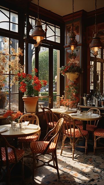 Romantic Cafe Interior, French Cafes Aesthetic, Restaurant Vintage Design, Parisian Coffee Shop Interior, Paris Cafe Aesthetic Interior, Cafe Paris Interior, Italy Cafe Interior, French Cafe Aesthetic Interior, Victorian Cafe Interiors