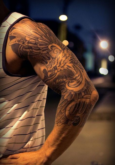 Most cultures around the world have tattoos as an expression. Some cultures use tattoos as adulthood rites, for artistic or beauty purposes, as warrior marks, tribal identification and so on. However it is clear that… Lion Tattoo Half Sleeve, Bird Tattoo Men, Tattoos Pinterest, Quarter Sleeve Tattoos, Tattoo Trend, Men Tattoos, Tattoo Inspiration Men, Half Sleeve Tattoos For Guys, Tattoos Geometric