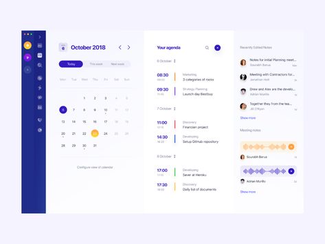 Agenda: Calendar by Vladimir Gruev for heartbeat on Dribbble Agenda Design, Ui Design Dashboard, Ui Design Website, Desktop Calendar, Application Design, Dashboard Design, Ui Design Inspiration, App Ui Design, Ui Inspiration