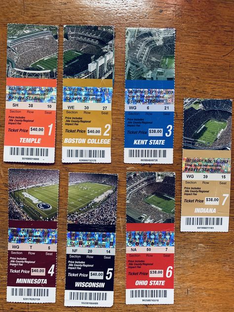 Football Ticket Design, Beaver Stadium, Penn State Football, Football Ticket, Ticket Stub, Ticket Design, Boston College, Ticket Stubs, Season Ticket