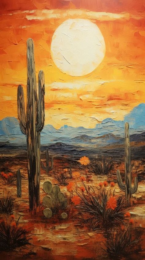 Desert outdoors painting nature. | premium image by rawpixel.com Painting Of Desert, Desert Scenes To Paint, Desert Landscape Paintings Acrylic, Desert Painting Acrylic Easy, Outdoors Painting, Desert Sunset Painting, Climate Art, Arizona Pictures, Mexican Ideas