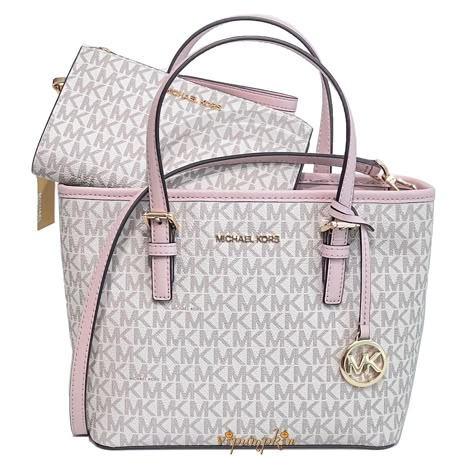 #ad Michael Kors Jet Set Carryall Tote XS Vanilla Powder Blush Bag + Wallet Set Michael Kors Crossbody Handbags, Mk Handbags Michael Kors, Mk Tote Bag, Purse And Wallet Set, Vanilla Powder, Trendy Purses, Luxury Bags Collection, Mk Handbags, Mk Purse