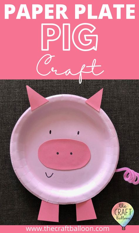 Paper Plate Pig Craft, Paper Plate Animals, Craft For Preschoolers, Boredom Busters For Kids, Paper Plate Craft, Farm Animal Crafts, Farm Craft, Pig Crafts, Cute Paper