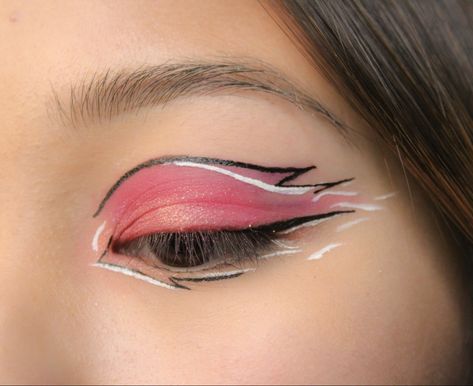 Epicanthal Fold, Fire Inspired Makeup, Pink Sparkly Makeup, Monolid Eyeliner, Makeup For Asian Eyes, Makeup Ideas Pink, Fox Eyeliner, Pink Makeup Aesthetic, Makeup For Asian