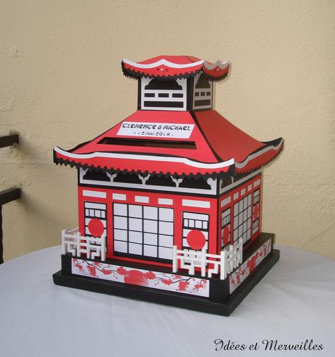 URNE THEME ASIE / JAPON Japanese Shrine, Japanese Craft, Explosion Box, Paper Model, Japanese Crafts, Cardboard Crafts, Paper Models, Baby Dolls, Origami