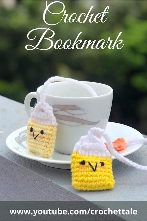 Tea Bag Crochet, Crochet Bookworm, Book Mark Crochet, Bookish Crochet, Tea Bag Bookmark, Crochet Bookmark Tutorial, Bookmark Tutorial, Bookmarks Ideas, Bookmark Pattern