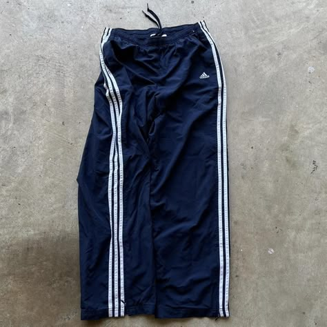 Vintage 2000s Adidas baggy Tracksuit Training... - Depop Adidas Pants Outfit Men, Adidas Baggy Pants, Blue Adidas Tracksuit, 2000s Tracksuit, Adidas Pants Outfit, Uni Essentials, 2000s Adidas, Unrealistic Wishlist, Baggy Tracksuit