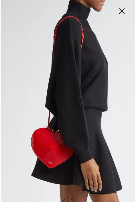 Bag Street Style, Street Style Bags, Compact Bag, Heart Bag, Red Outfit, Crossbody Strap, Bright Red, Cloth Bags, Leather Crossbody Bag