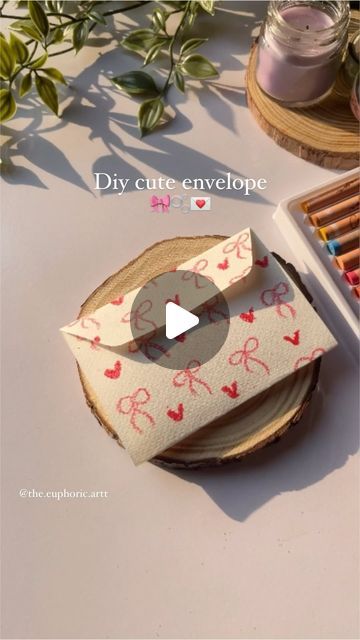 𝑨𝒌𝒔𝒉𝒊𝒕𝒂 𝒎𝒊𝒔𝒉𝒓𝒂🎐 on Instagram: "Diy cute envelope🎀💌  #diy #diyenvelope #valentines #valentine #love #bow #couqette #aesthetic # a e s t het i c #giftideas #giftideas #giftwrapping #envelopes #watercolor #watercolourpainting" Cute Envolpes Diy, Envolpes Ideas Diy, Envelope Diy Aesthetic, How To Make Envelopes Out Of Paper, Couqette Aesthetic, Cute Envelopes, Diy Envelope, Valentine Love, Instagram Diy