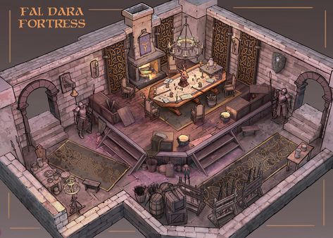 Feng Zhu Design, Interior Concept Art, Feng Zhu, Isometric Map, Fantasy Shop, Fantasy Rooms, Medieval Houses, Rpg Map, Building Concept