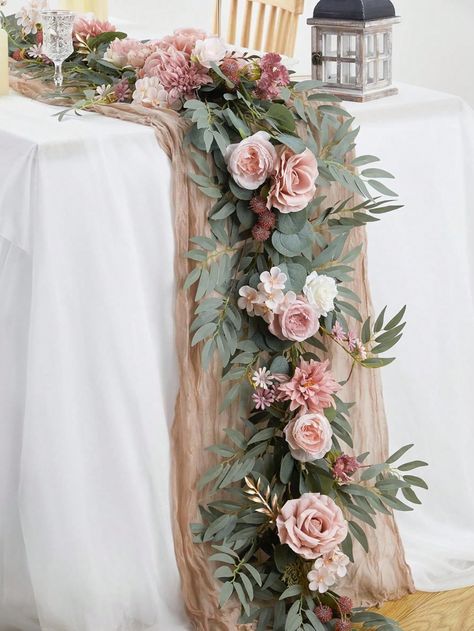 Long Time Preserved:The artificial material makes sure it could be kept for a long time. The Eucalyptus Garland will also be a wonderful gift to express your bless to bride and bridesmaid in their wedding ceremony or reception.  Wide Applications - This hand-made artificial flower garland enables you to create any romantic atmosphere, and it is suitable for many scenes. They can be flower decorations for parties, wedding decorations for tables and wedding arches, parties, centerpieces, gardens, Dusty Pink And Sage Green Wedding Table Decor, Sage Green And Blush Pink Rustic Wedding, Blush Pink And Greenery Wedding Tables, Blush And Sage Wedding Arch, Blush Pink And Sage Green Wedding Arch, Sweetheart Table Centerpiece, Head Table Wedding Decorations, Wedding Table Garland, Bridal Table Decorations