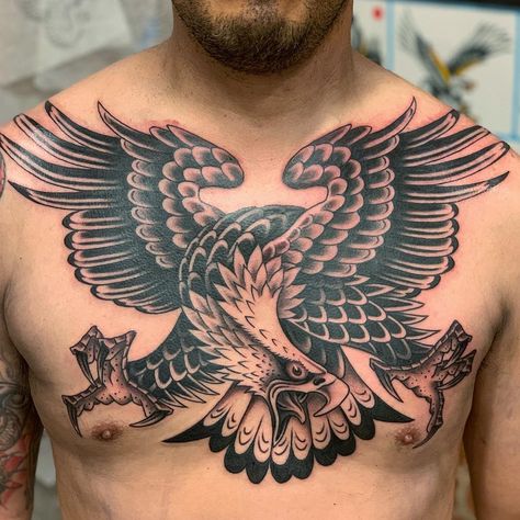 Gordon Combs on Instagram: “Thanks Steve!” American Traditional Eagle Chest Tattoo, Traditional Eagle Chest Tattoo, Eagle Tattoo Chest, Old School Eagle Tattoo, Eagle Back Tattoo, Tattoo Peito, Eagle Chest Tattoo, Traditional Eagle, Traditional Eagle Tattoo