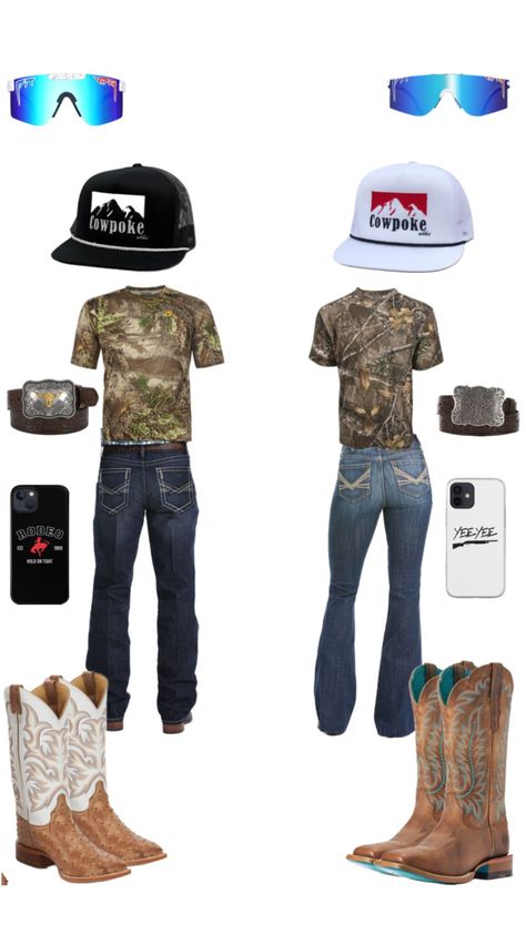 Matching Country Outfits For Couples, Matching Country Outfits, Mudding Outfit, Country Outfits For Men, Country Boy Outfits, Camo Life, Cute Western Outfits, Country Outfits Women, Cute Country Couples